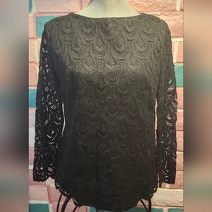 Elegant Vintage Black Lace Women's Top